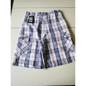 Dream U.S.A. Cargo Shorts‎ Mens 38 Plaid White,Red,Blue NWT